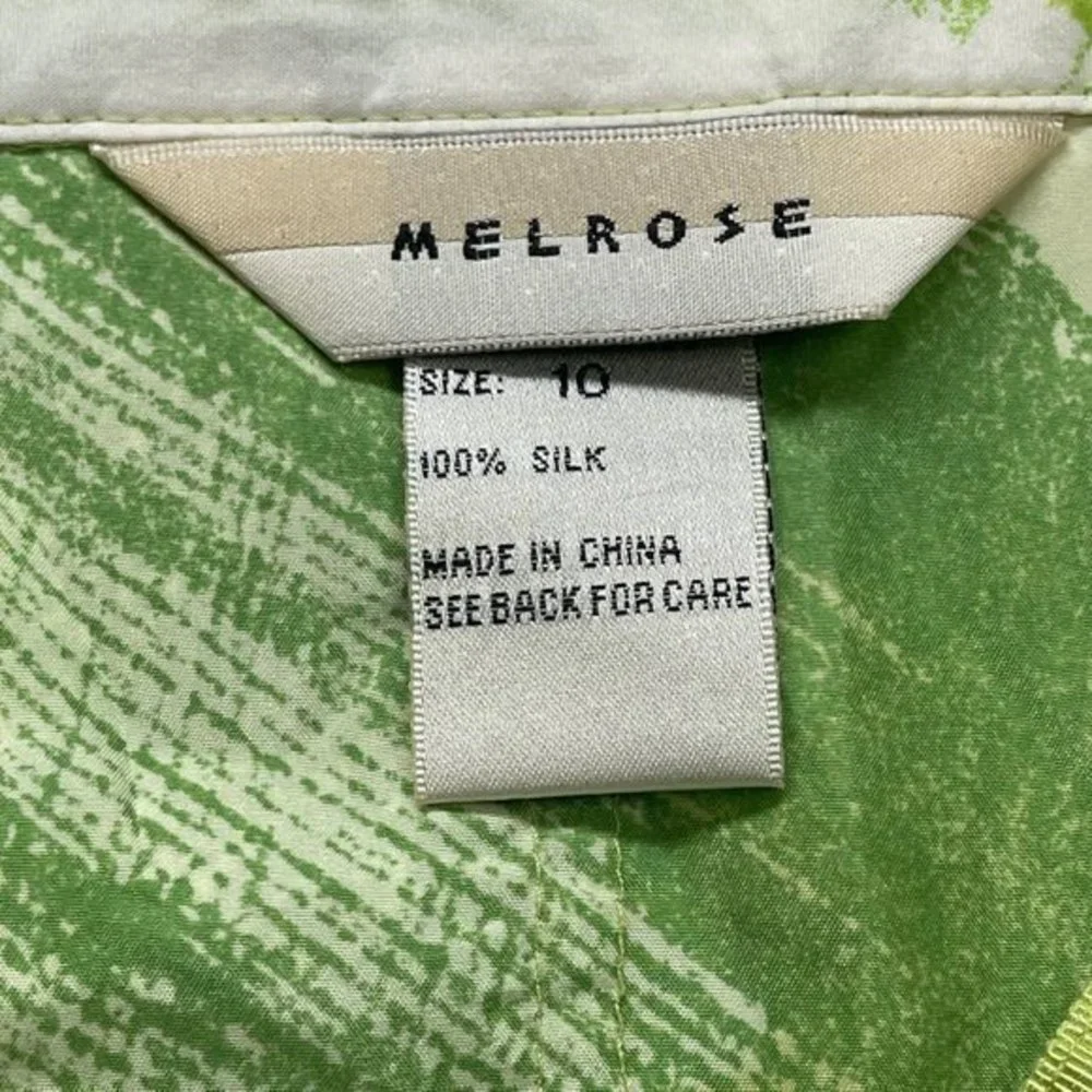 Melrose Women's Green, Pink 100% Silk Unlined Lightweight Pleated‎ Skirt Size 10